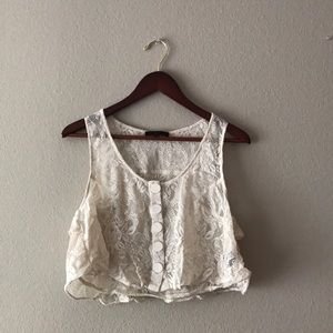 ✨GOOD🌴 Lucca Couture Ruffle Lace Crop Top